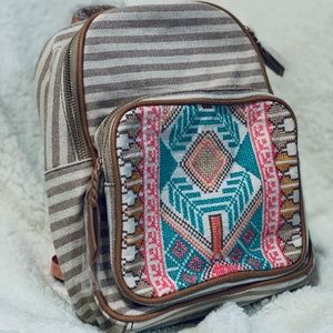 MMS Design Studio Boho Tan Striped Backpack